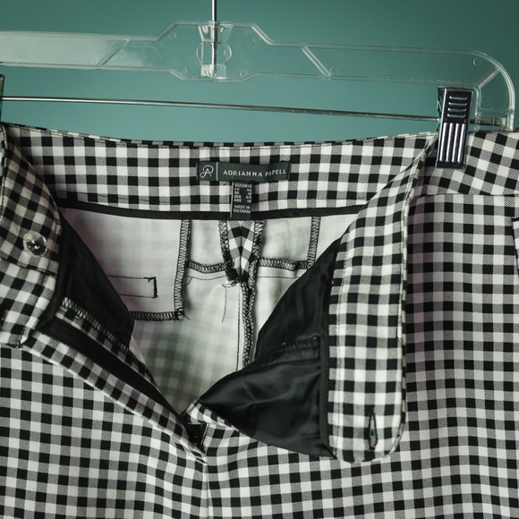 Adrianna Papell 14 Black White Plaid Check Pants - Picture 3 of 6